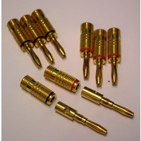 GPBP - Gold plated banana plugs (4 pairs red & black striped)