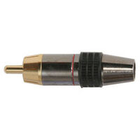 RCA Connector dark gun metal finish red stripe (each)